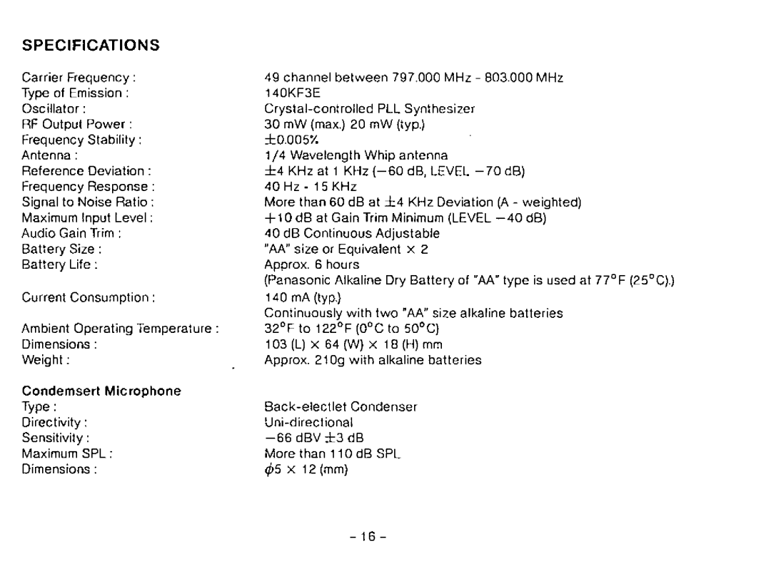 Panasonic WX-RP410 manual 