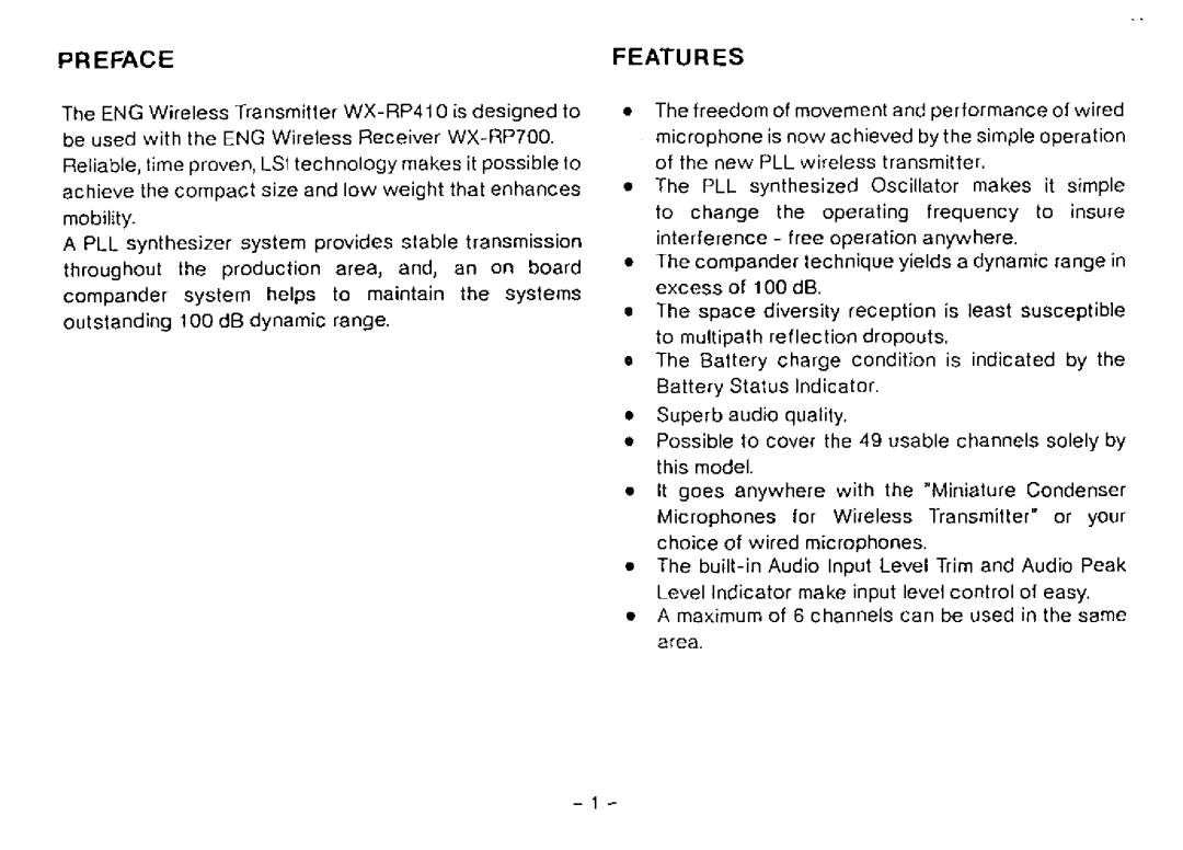 Panasonic WX-RP410 manual 