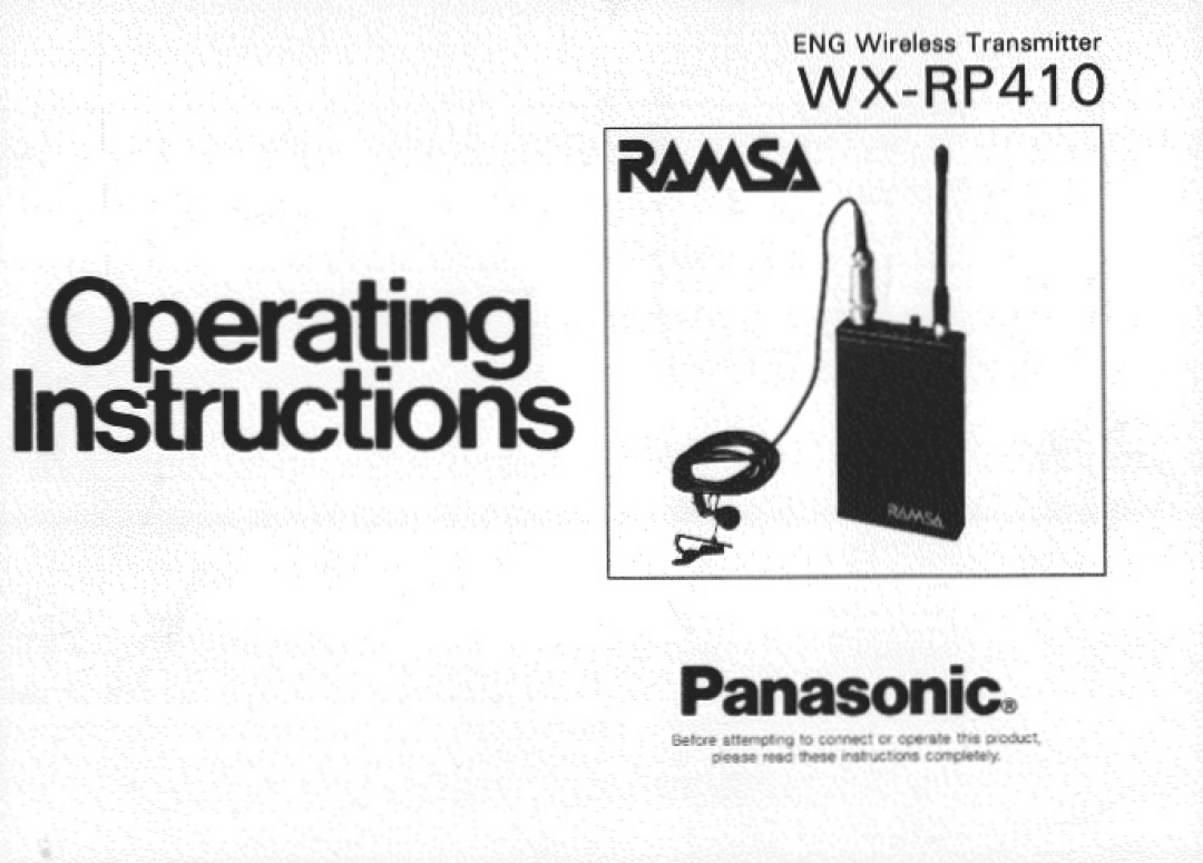 Panasonic WX-RP410 manual 