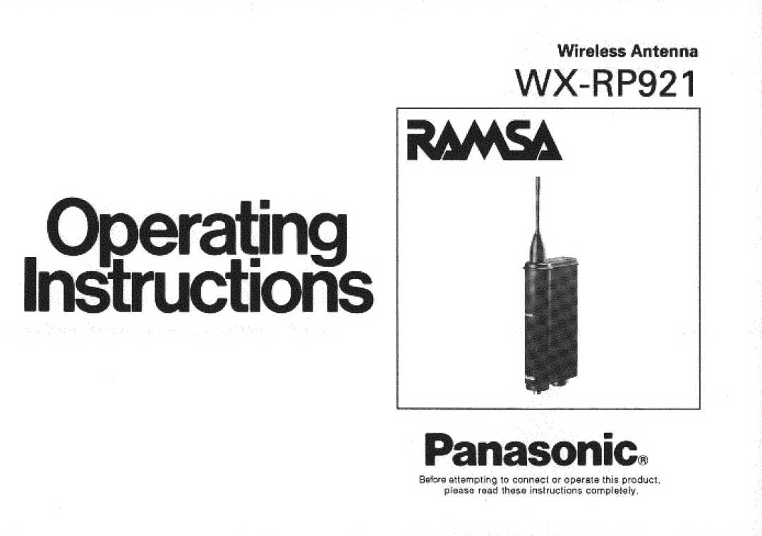 Panasonic WX-RP921 manual 