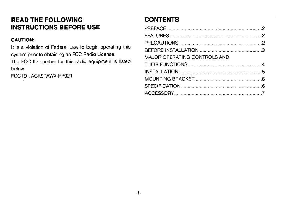 Panasonic WX-RP921 manual 