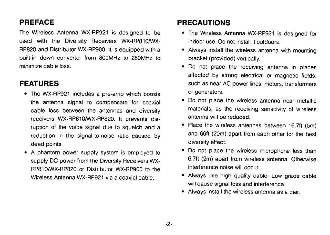 Panasonic WX-RP921 manual 