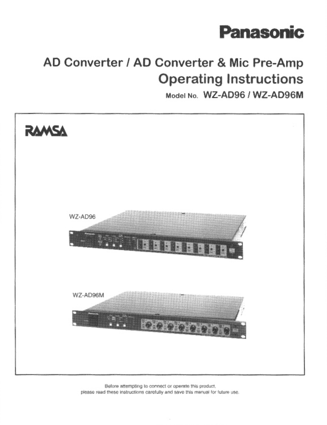 Panasonic WZ-AD96 manual 