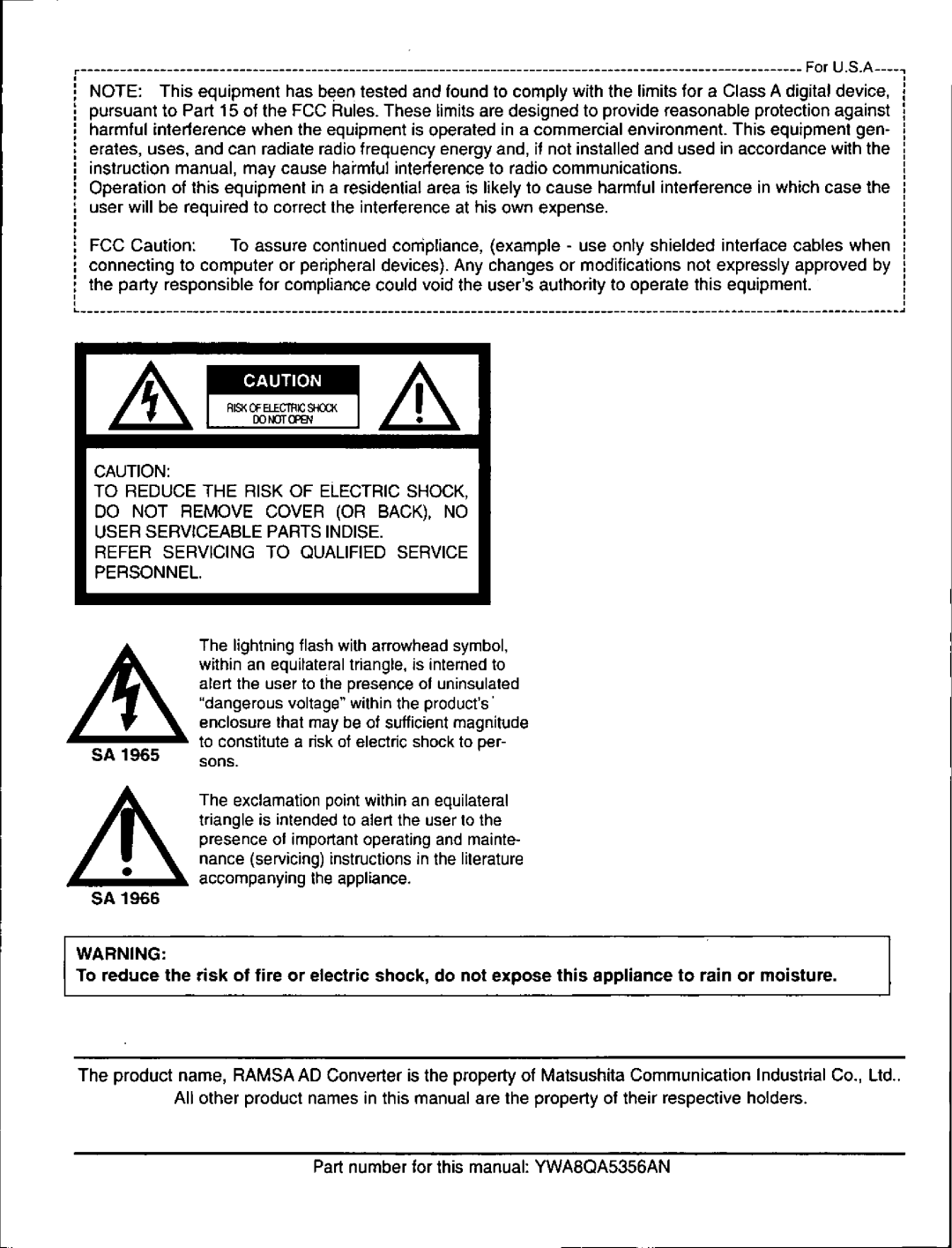 Panasonic WZ-AD96 manual 