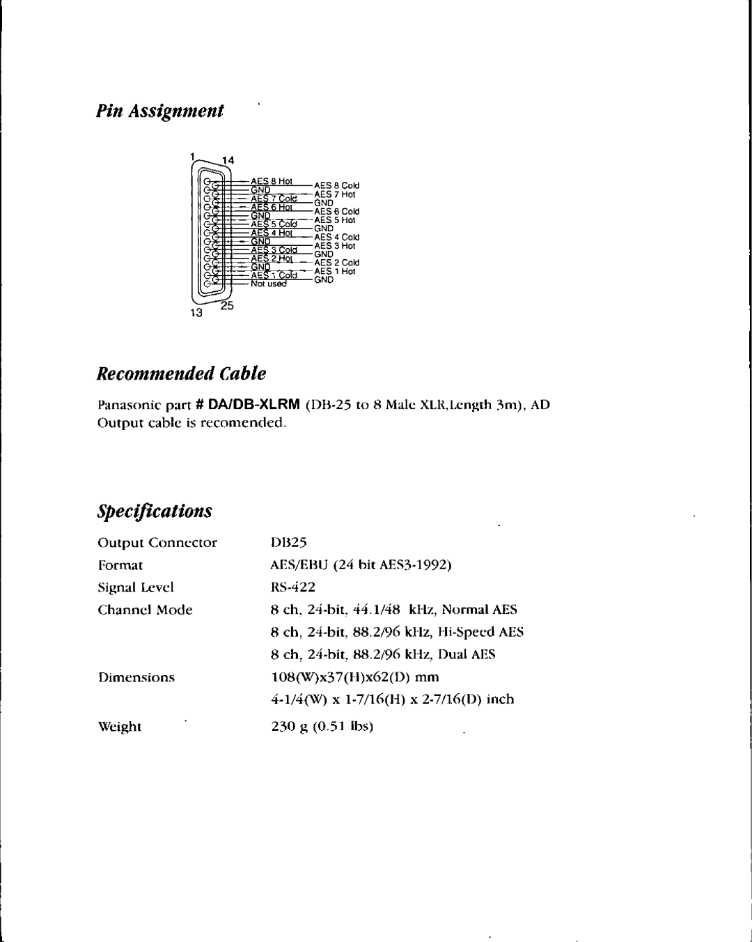 Panasonic WZ-AESAD manual 