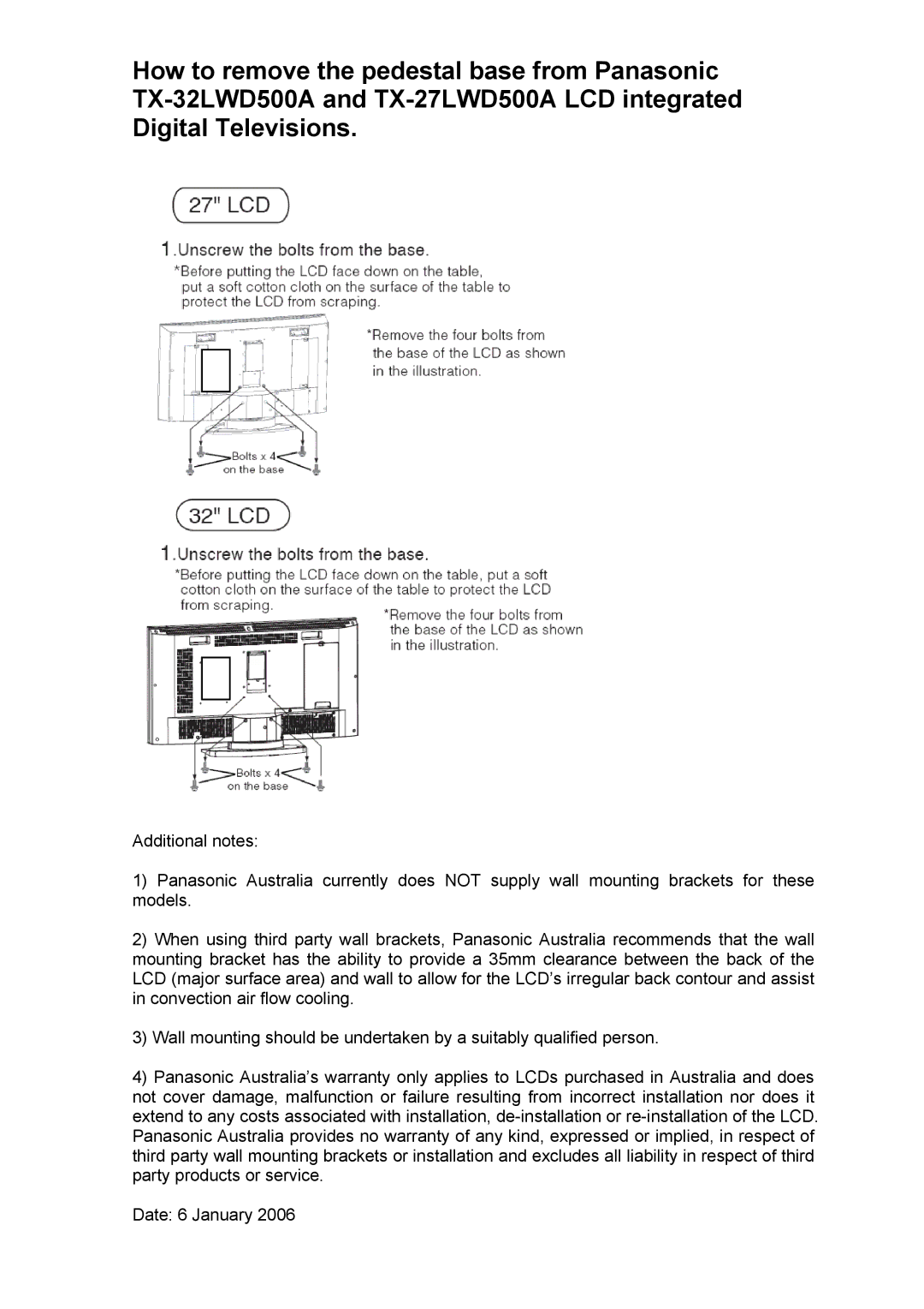 Panasonic X-27LWD500A warranty 