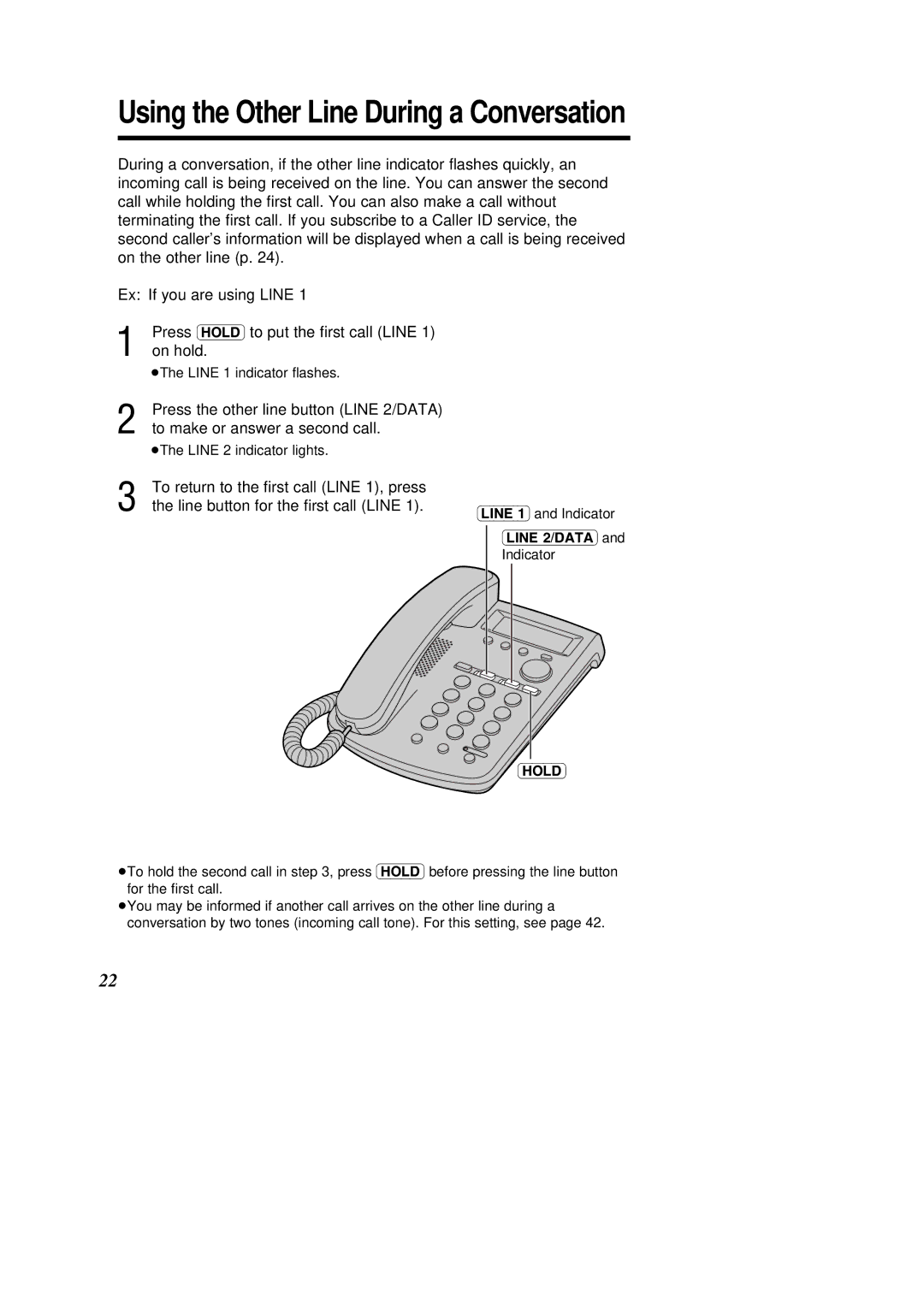 Panasonic X-TSC14B, KX-TSC14W operating instructions Using the Other Line During a Conversation 