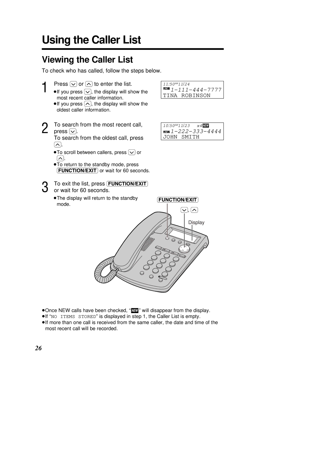 Panasonic X-TSC14B, KX-TSC14W operating instructions Using the Caller List, Viewing the Caller List 