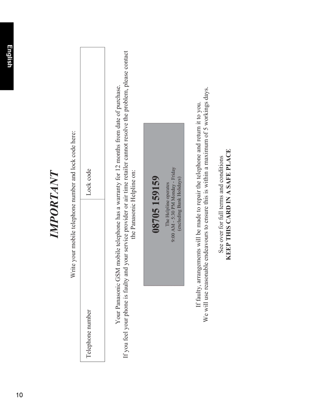 Panasonic X400 operating instructions 08705 