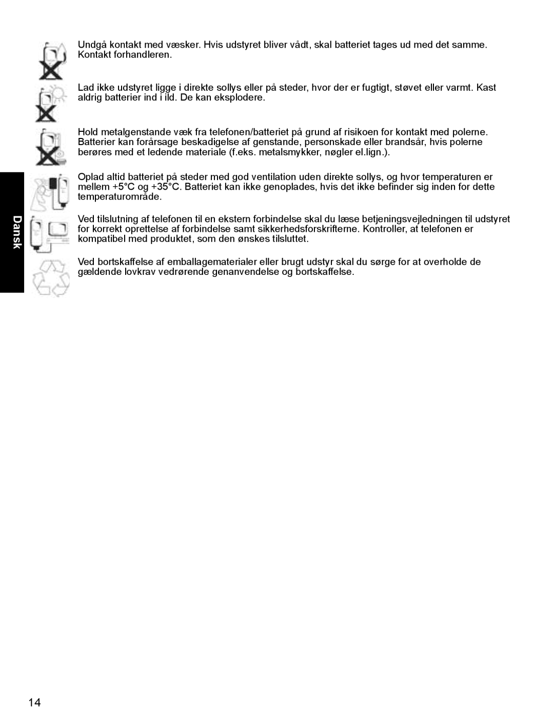 Panasonic X400 operating instructions Dansk 