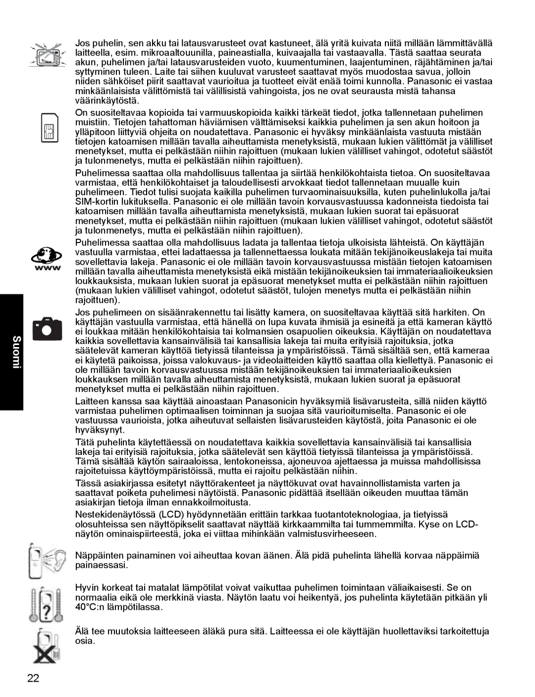 Panasonic X400 operating instructions Suomi 