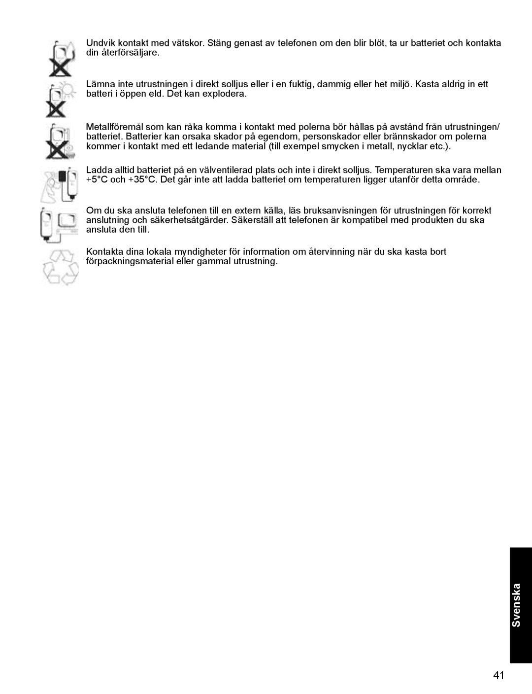 Panasonic X400 operating instructions Svenska 