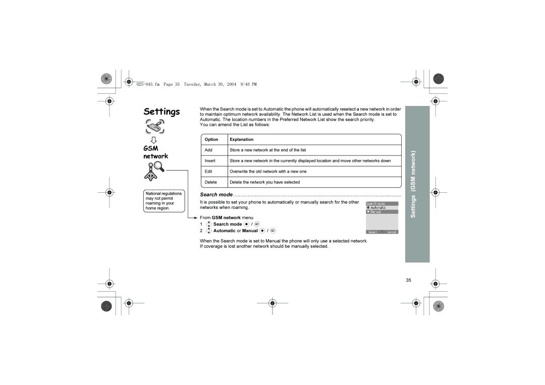 Panasonic X60 manual Search mode, Fm Page 35 Tuesday, March 30, 2004 940 PM 