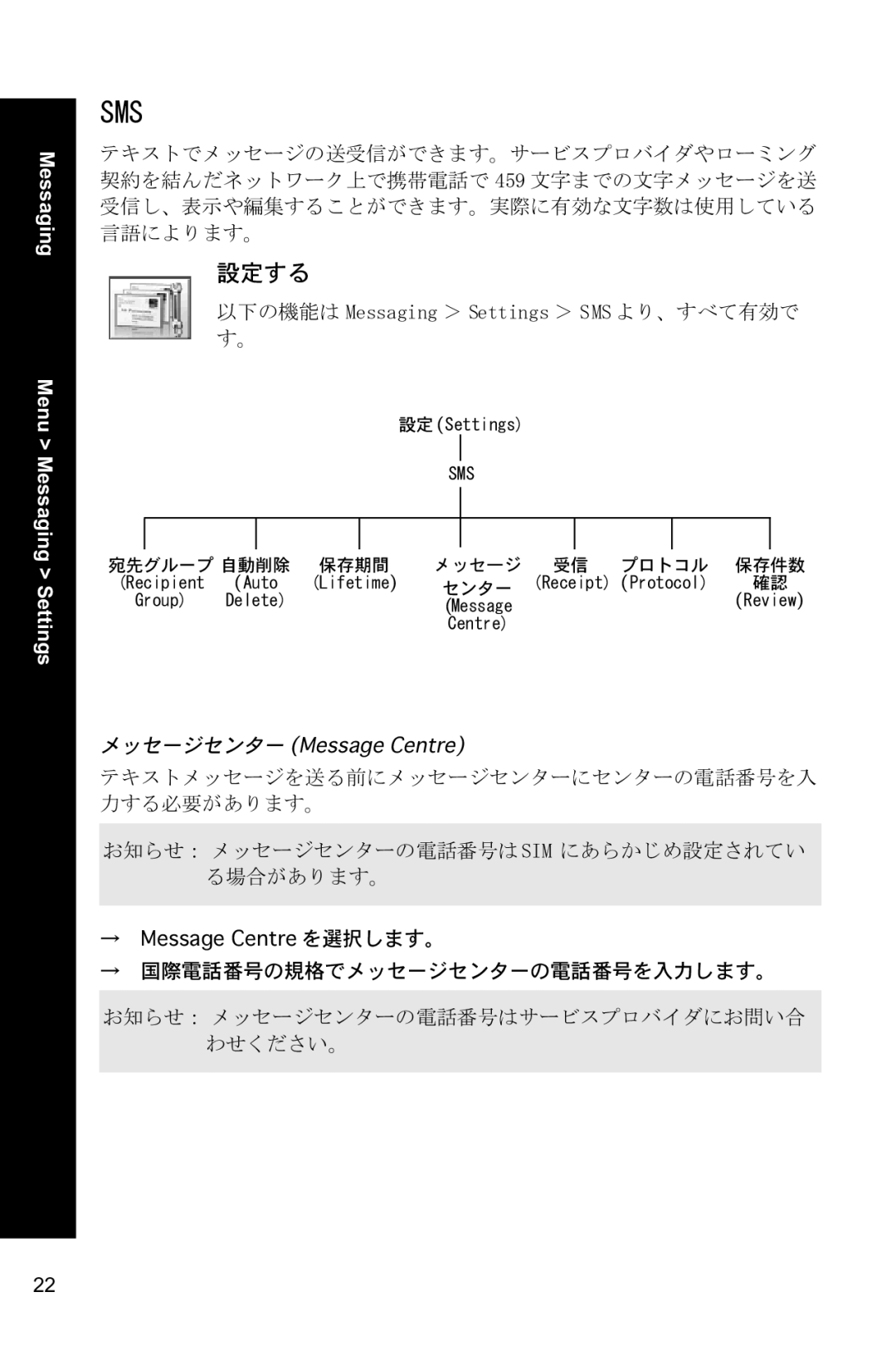 Panasonic X88 operating instructions Messaging Menu Messaging Settings 