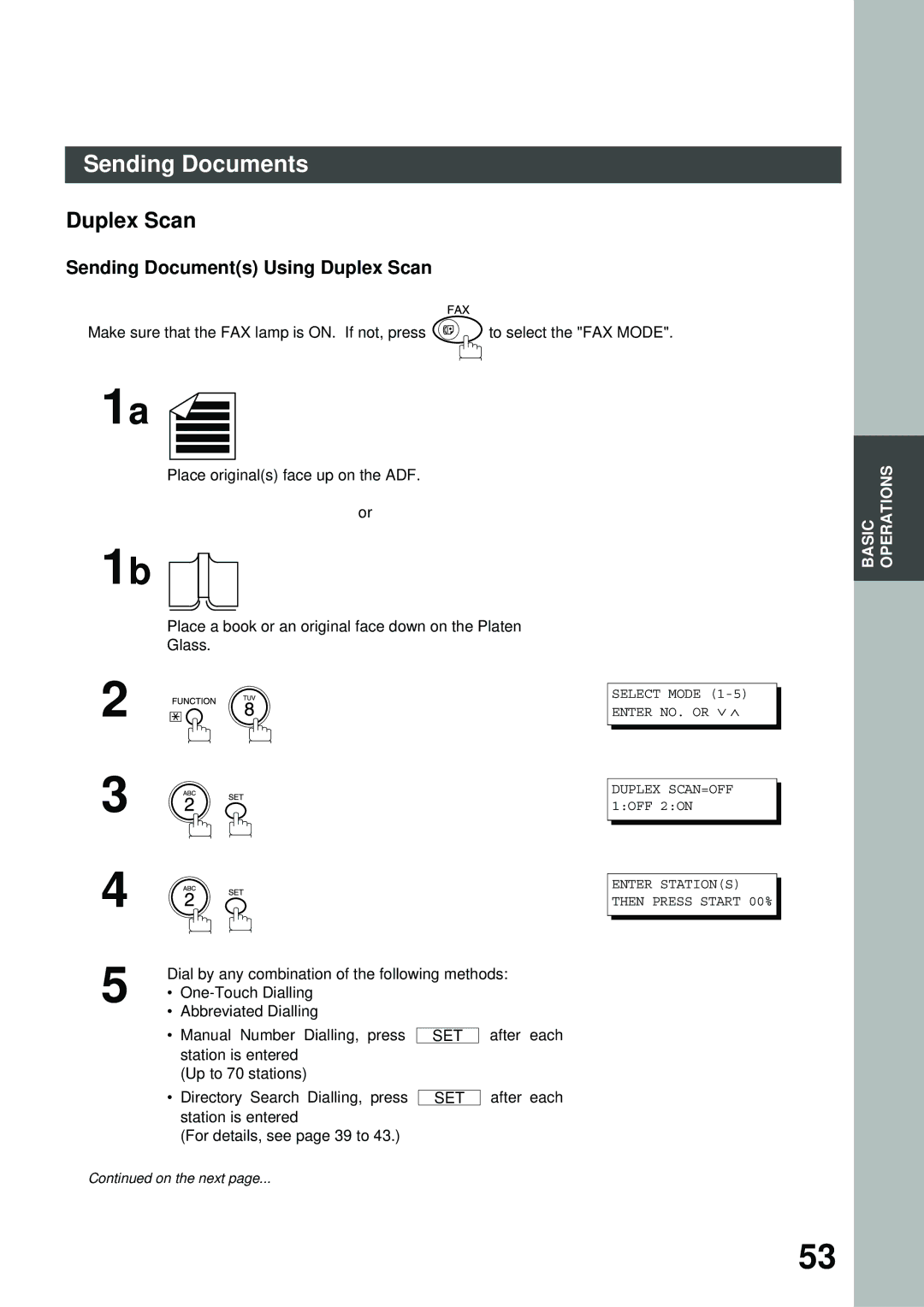 Panasonic DS200, XN200, UC200, SM16B, SM08B, PC200, PC210, MD200, SM28B, DP2000, FS200 Sending Documents Using Duplex Scan 