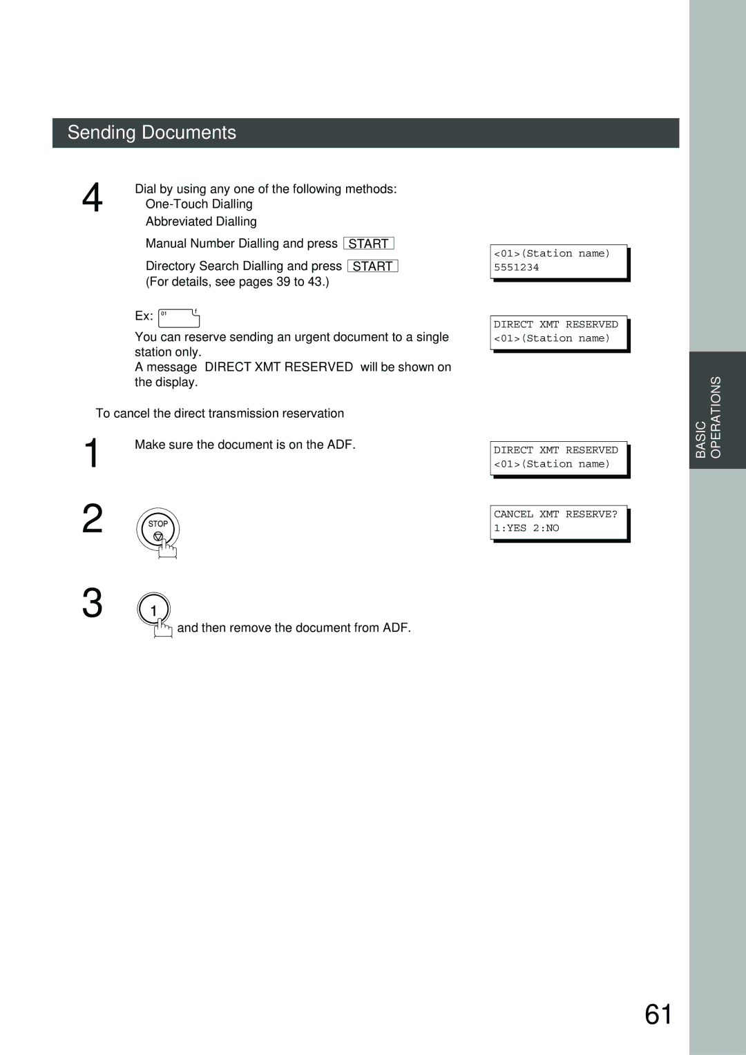 Panasonic XN200, UC200, SM16B, SM08B, PC200, PC210, MD200, SM28B, DP2000, FS200 To cancel the direct transmission reservation 