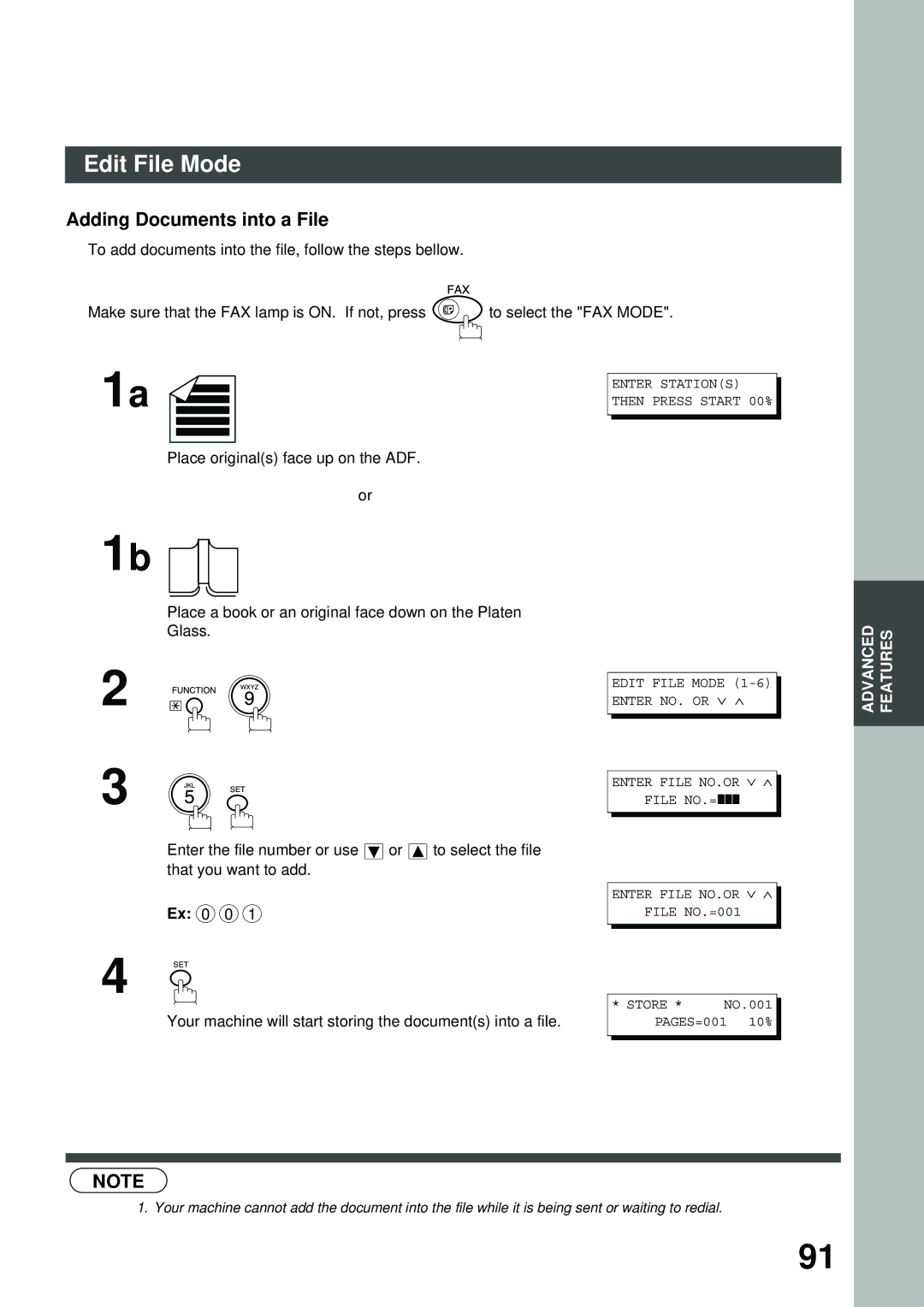 Panasonic FS200, XN200, UC200, SM16B, SM08B, PC200, PC210, MD200, SM28B, DP2000, FG230, FK210, DS210 Adding Documents into a File 