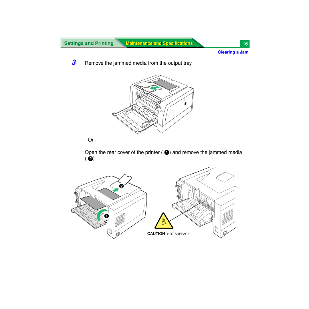 Panasonic XX-XXXX specifications Remove the jammed media from the output tray 