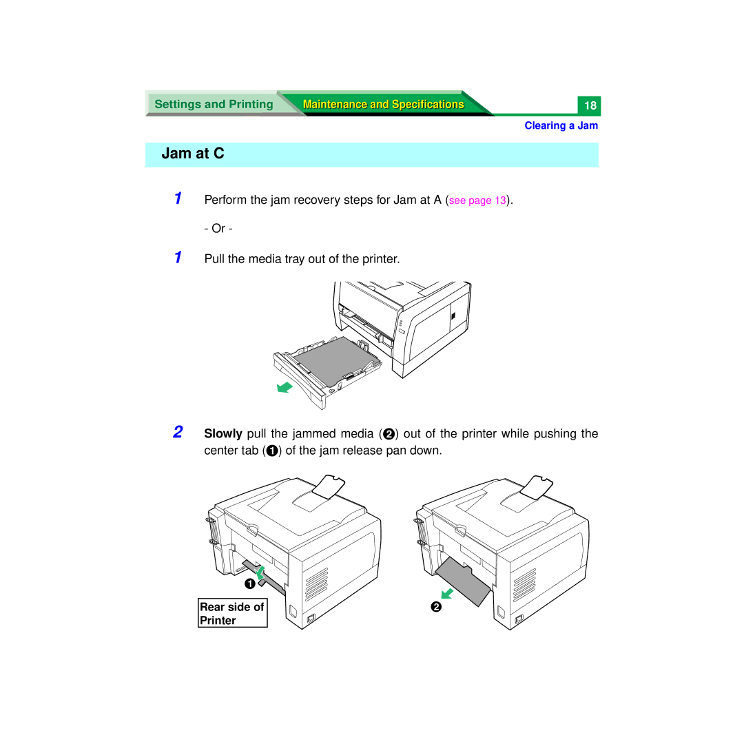 Panasonic XX-XXXX specifications Jam at C 