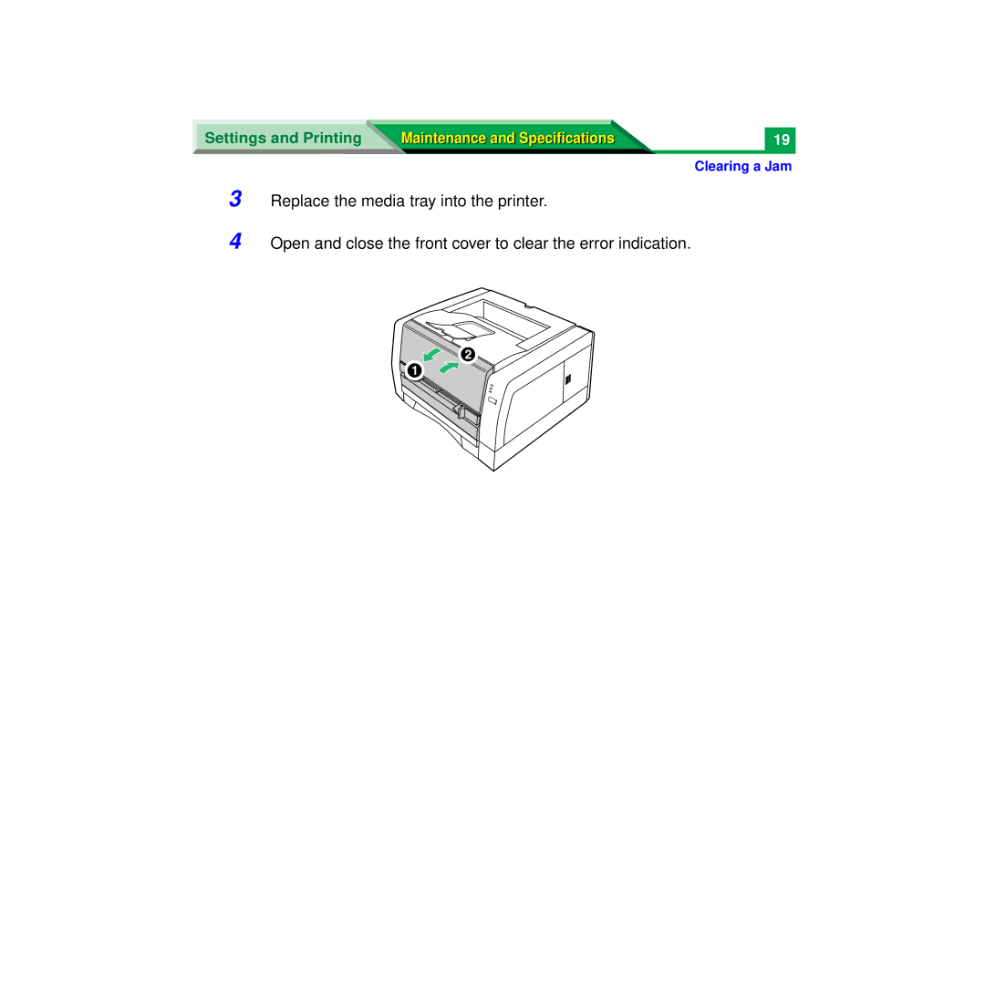 Panasonic XX-XXXX specifications Settings and Printing Maintenance and Specifications 