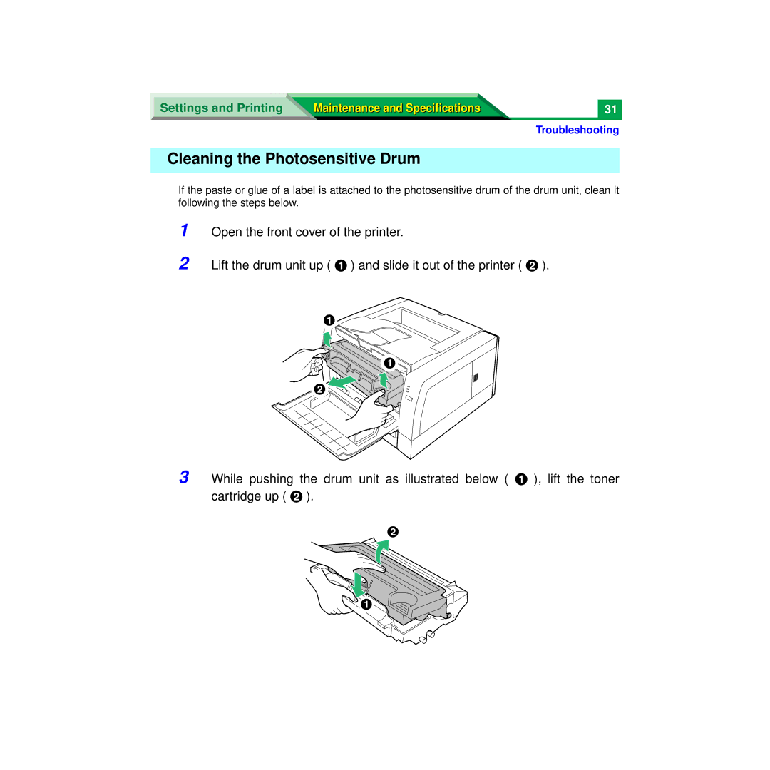 Panasonic XX-XXXX specifications Cleaning the Photosensitive Drum 