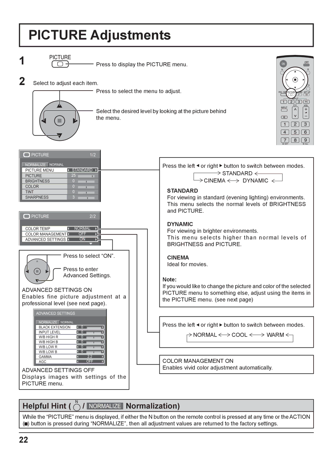 Panasonic TH-37PWD8GK, TH-37PWD8GS, TH-42PWD8GK, TH-42PWD8GS, TH-37PHD8GK, TH-37PHD8GS, TH-42PHD8GK, TH-42PHD8GS Standard 