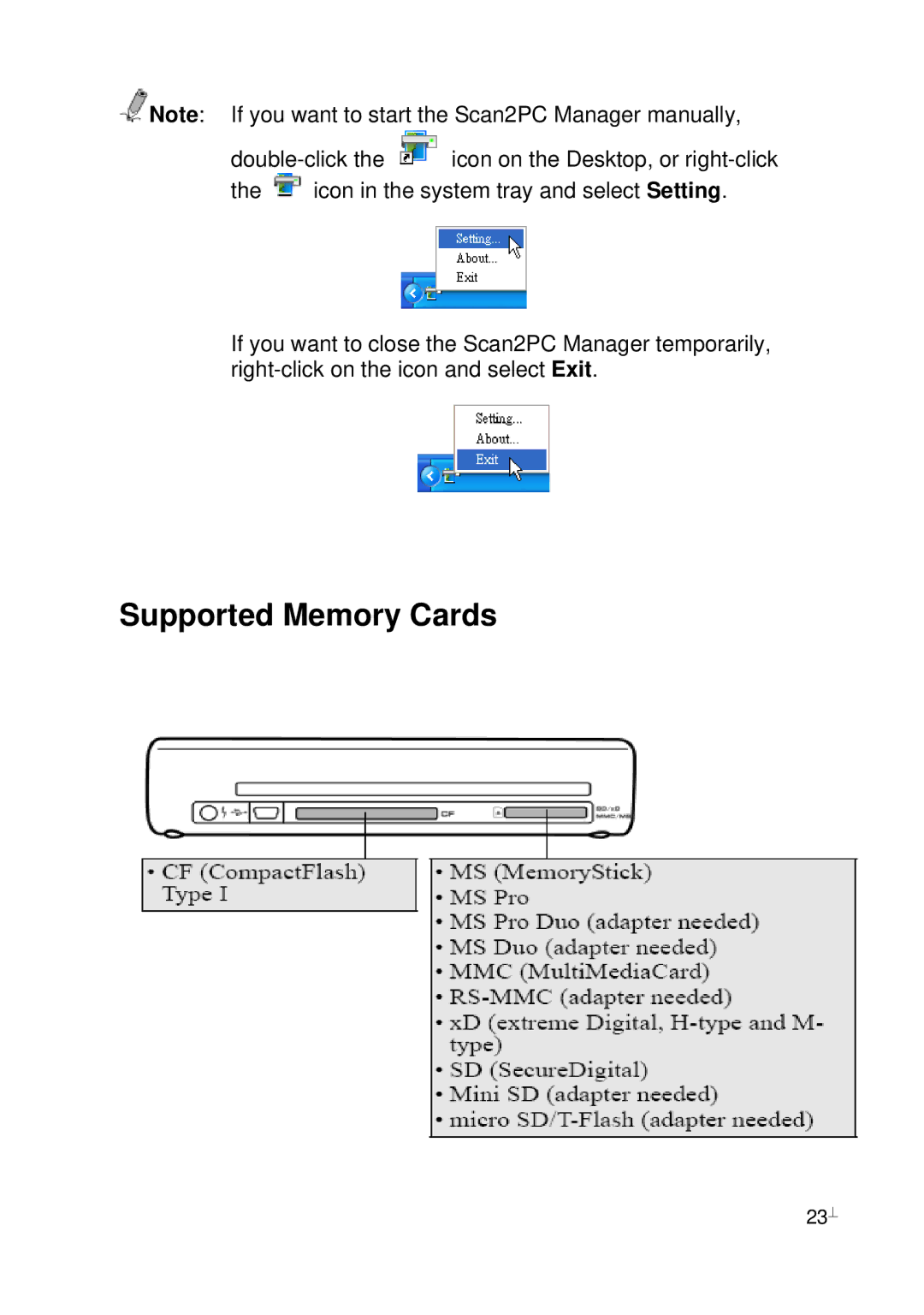 Pandigital PhotoLink Scanner manual Supported Memory Cards 