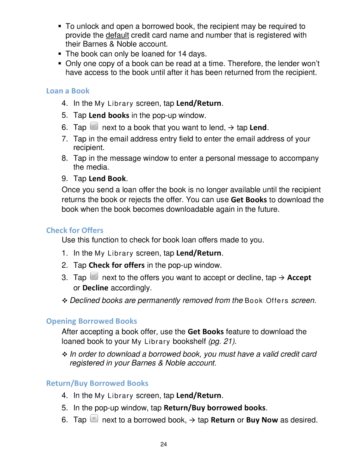 Pandigital PRD06E20WWH8 Loan a Book, Tap Lend Book, Check for Offers, Opening Borrowed Books, Return/Buy Borrowed Books 