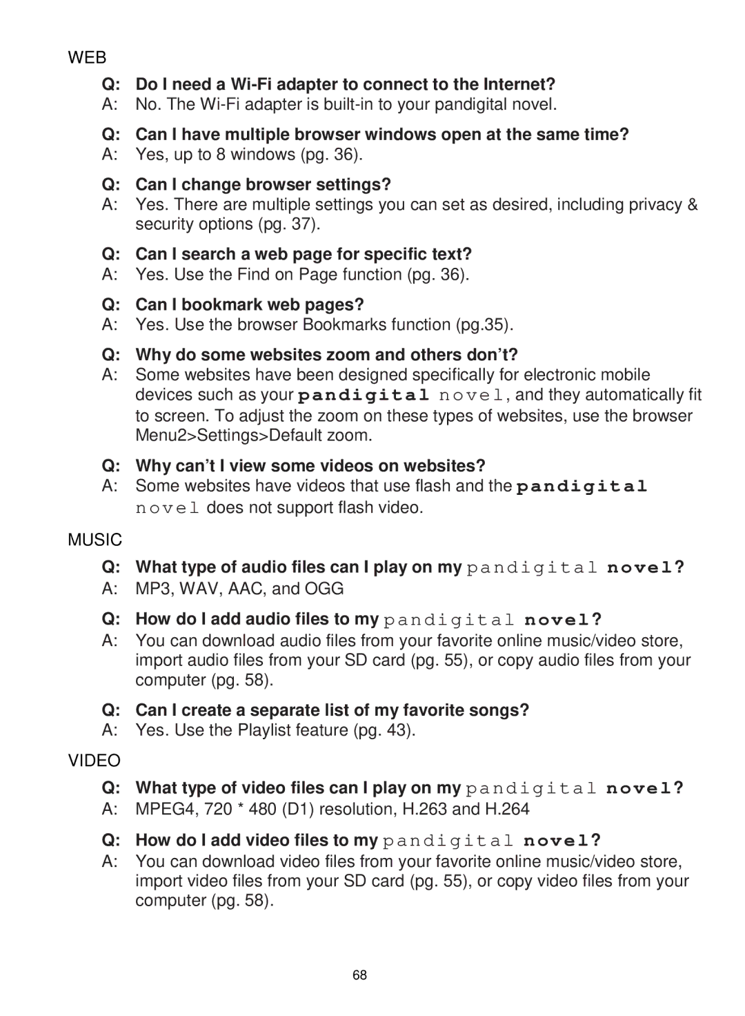 Pandigital PRD07T10WWH7, PRD06E20WWH8, V4.5 manual Do I need a Wi-Fi adapter to connect to the Internet? 