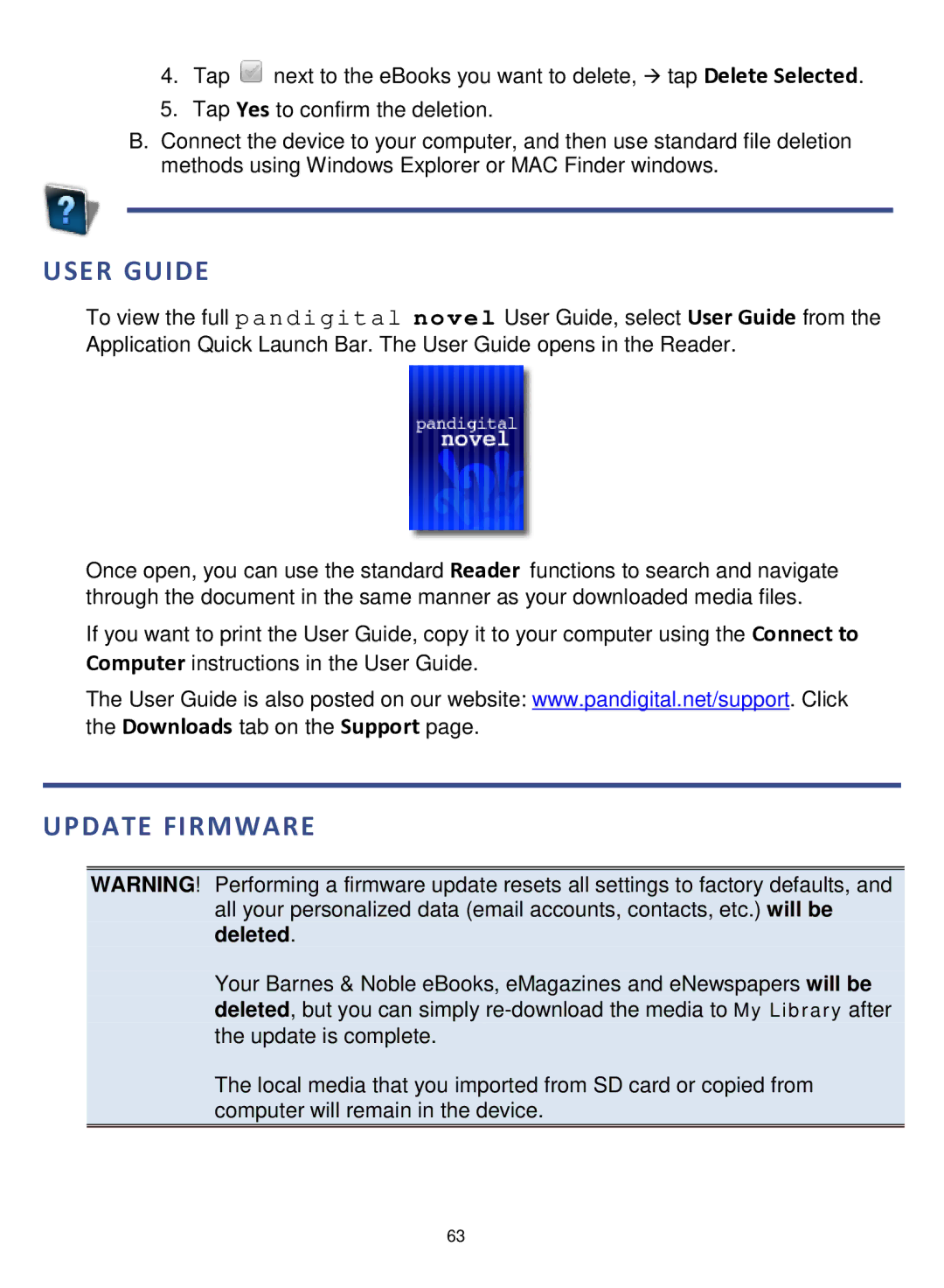 Pandigital R70F452 manual User Guide, Update Firmware 