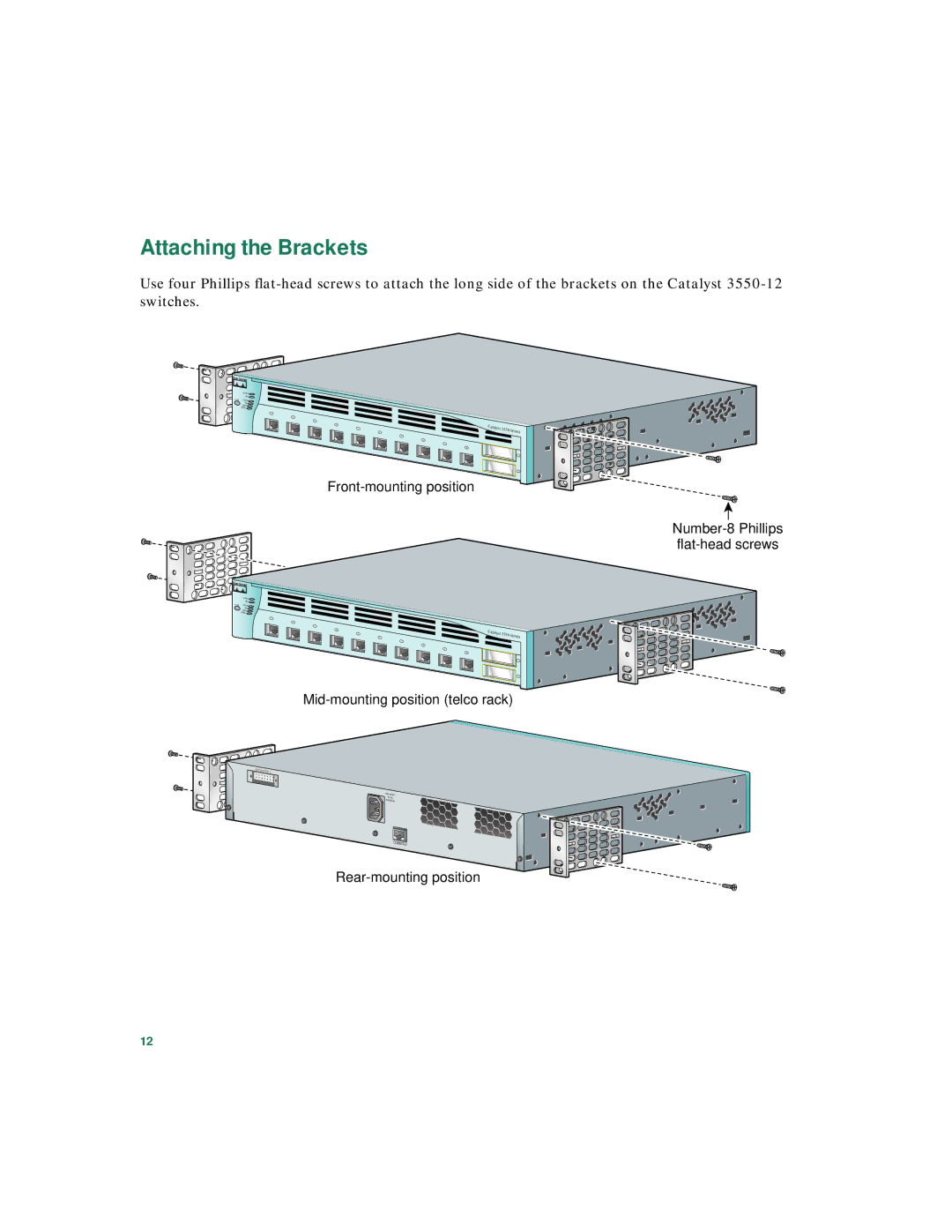 Panduit Catalyst 3550 warranty Attaching the Brackets 