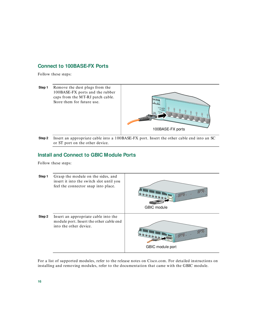 Panduit Catalyst 3550 warranty Connect to 100BASE-FX Ports 