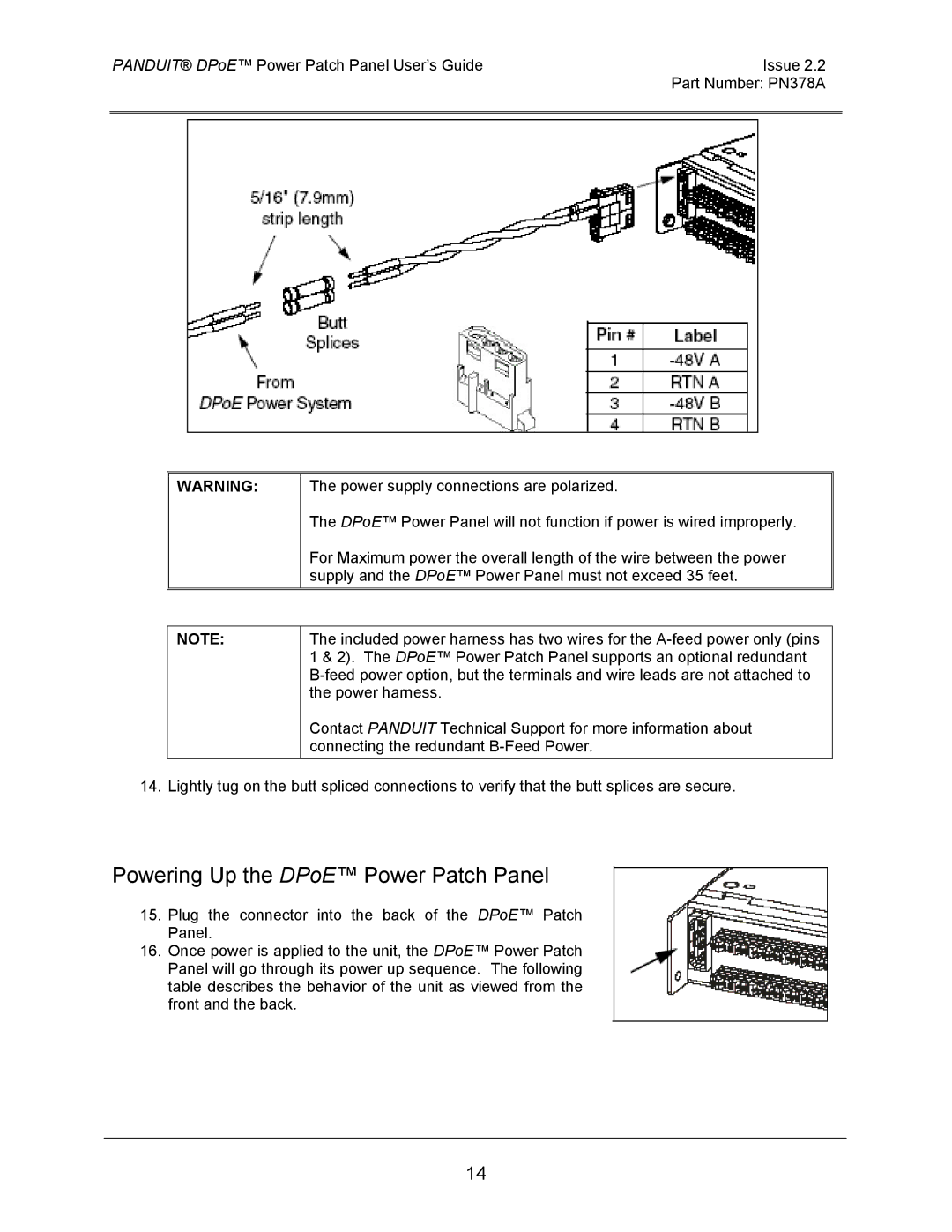 Panduit DPOE24U1XY, DPOE24S1XY, DPOE12U1XY manual Powering Up the DPoE Power Patch Panel 