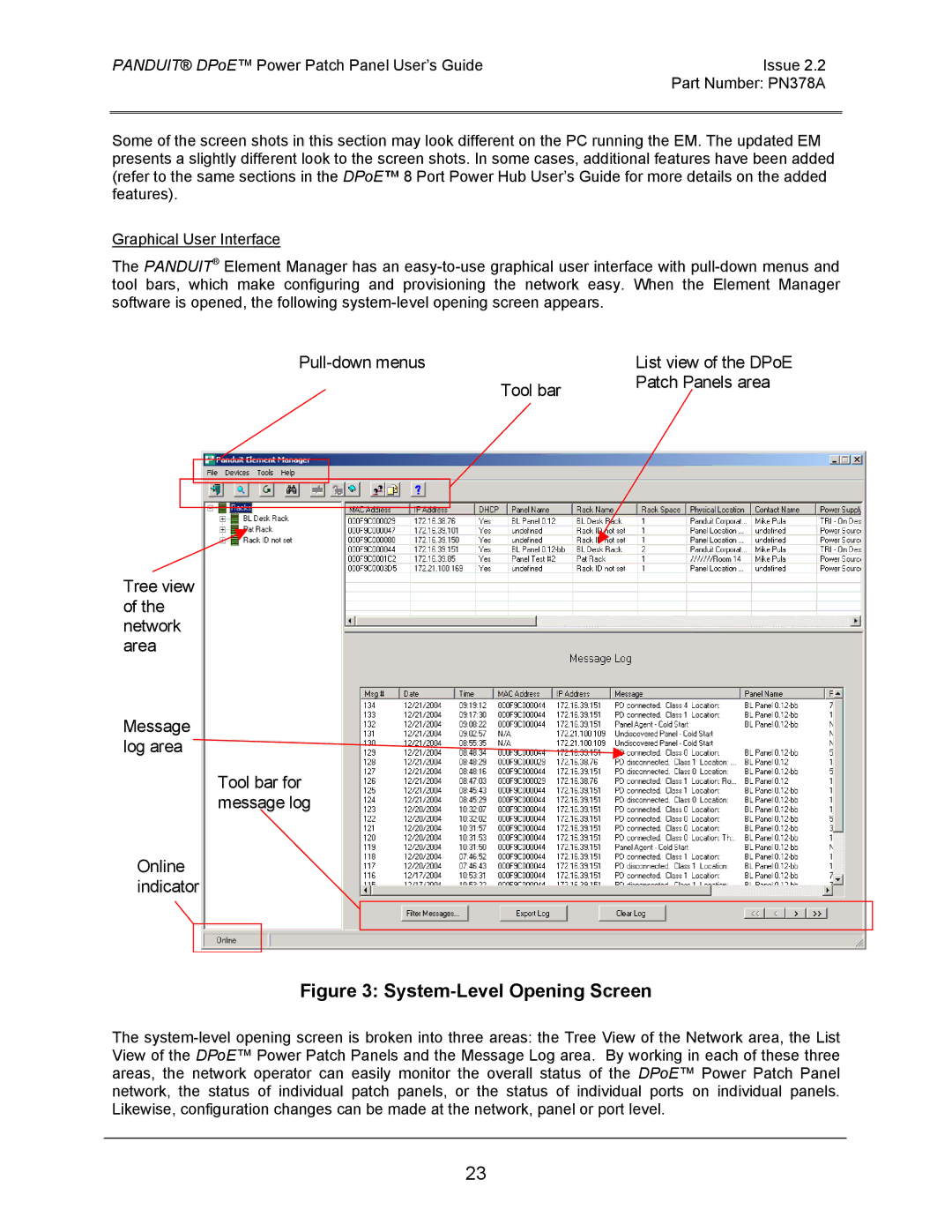 Panduit DPOE24S1XY, DPOE12U1XY, DPOE24U1XY manual System-Level Opening Screen 