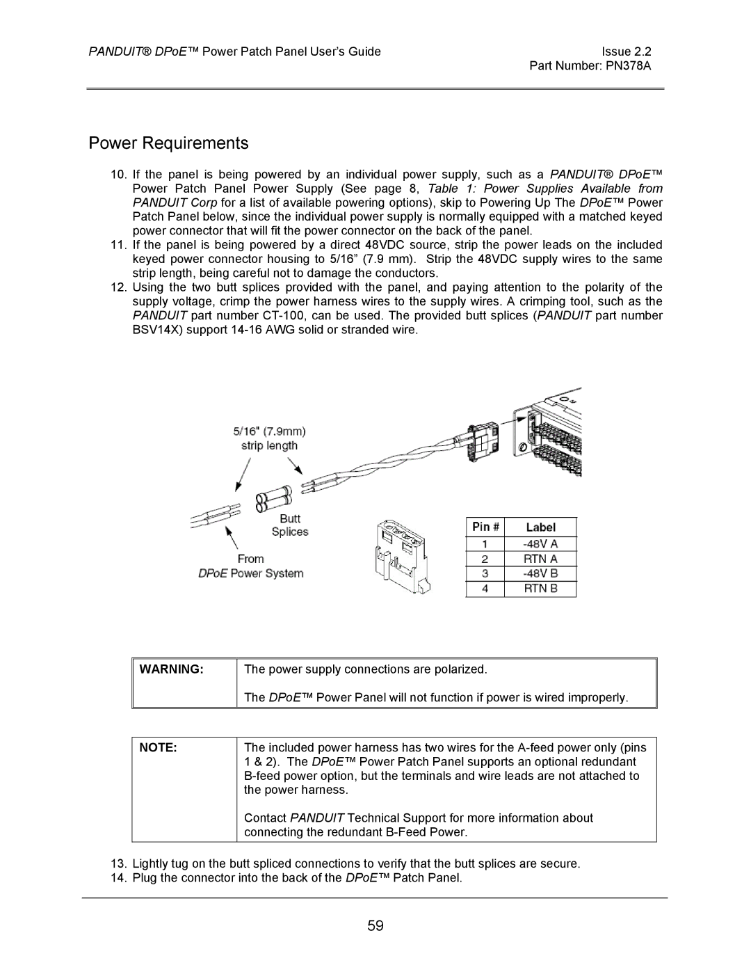 Panduit DPOE24S1XY, DPOE12U1XY, DPOE24U1XY manual Power Requirements 