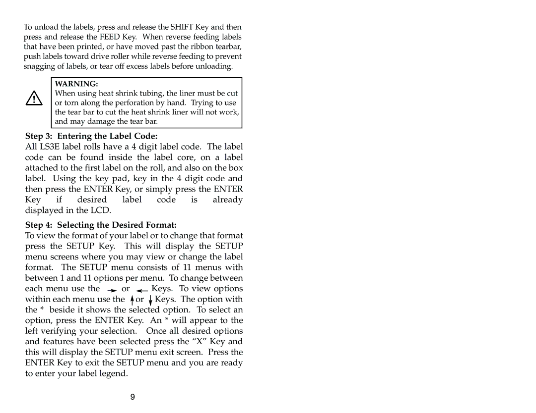 Panduit LS3E manual Entering the Label Code 