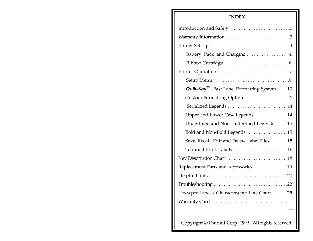 Panduit LS3E manual Index 