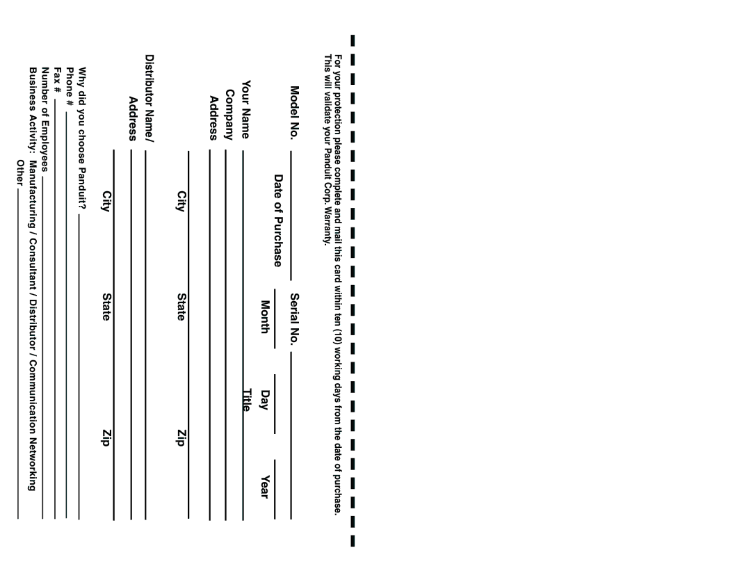 Panduit LS3E manual Address City State Zip 