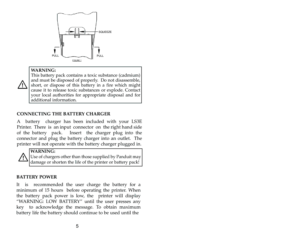 Panduit LS3E manual Connecting the Battery Charger, Battery Power 