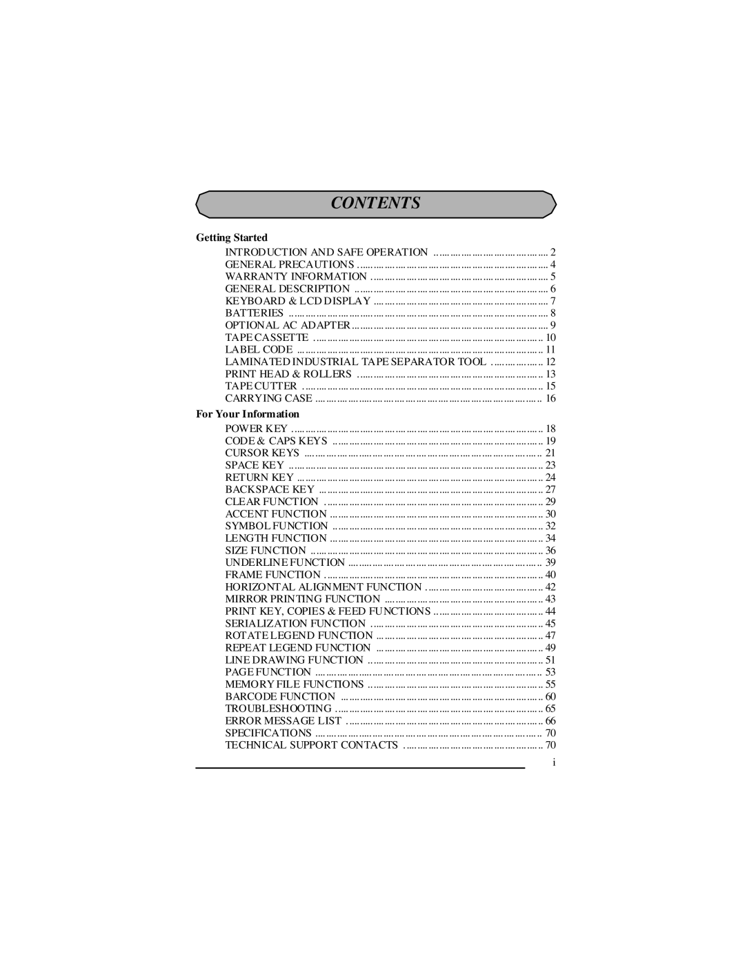 Panduit LS7 manual Contents 