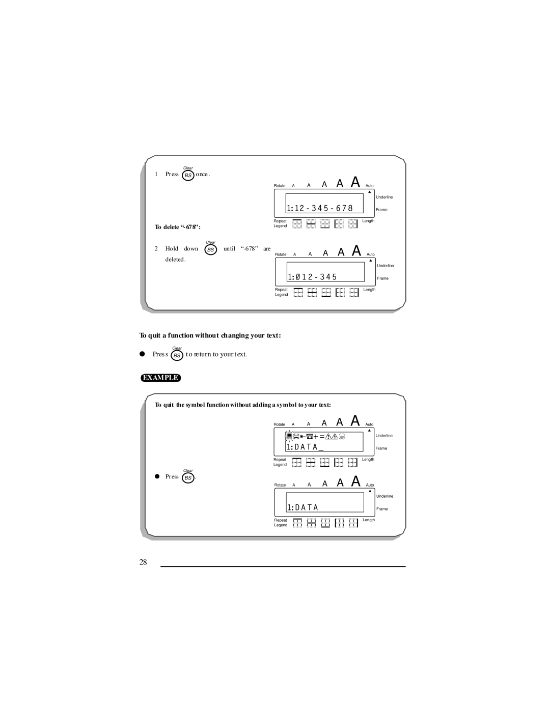 Panduit LS7 manual To quit a function without changing your text 