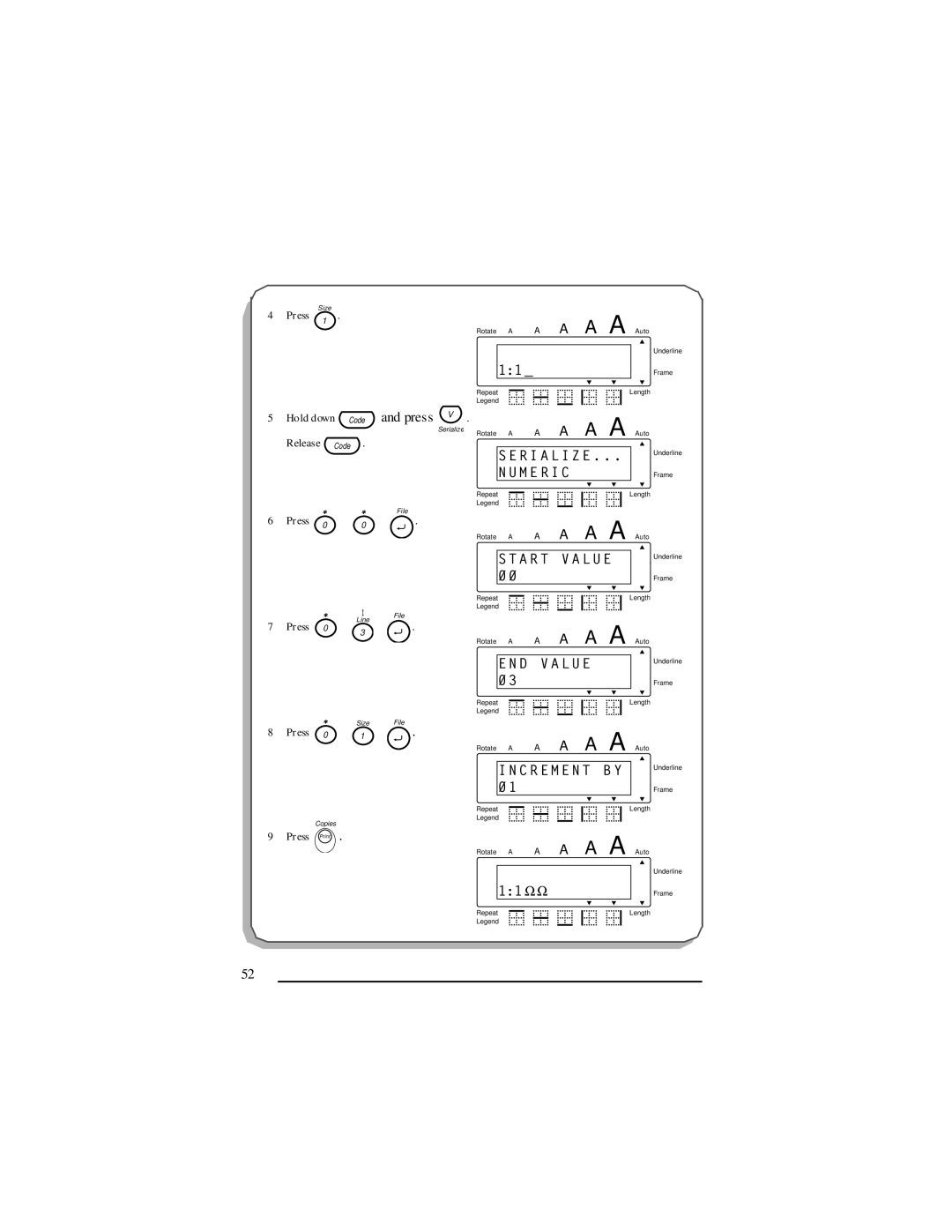 Panduit LS7 manual Press, Increment by 