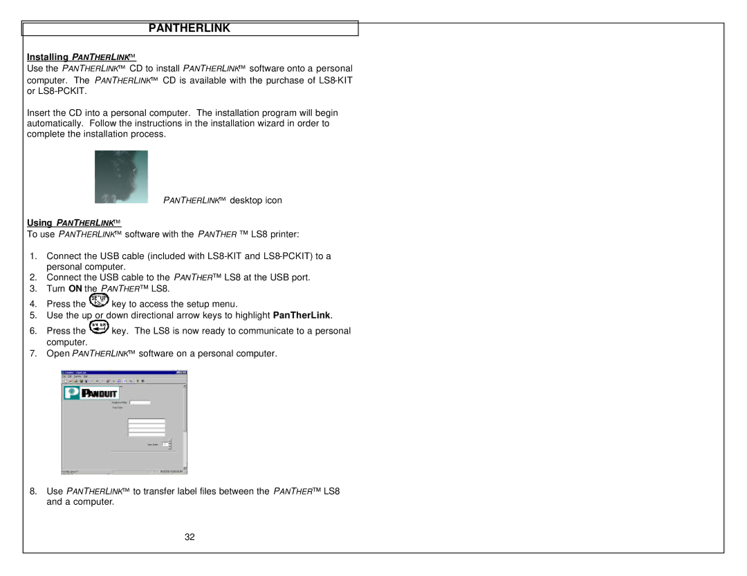 Panduit LS8 manual Installing Pantherlink 