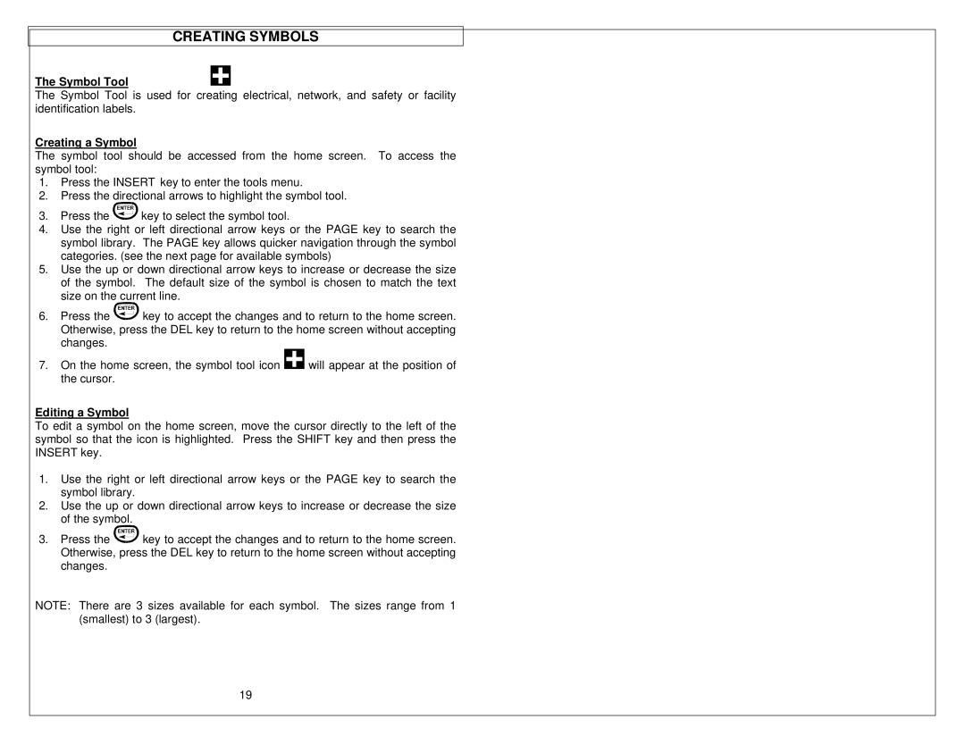 Panduit LS9 manual Creating Symbols, Symbol Tool, Creating a Symbol, Editing a Symbol 