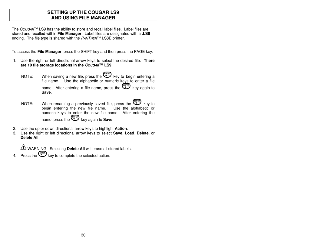 Panduit LS9 manual Save 