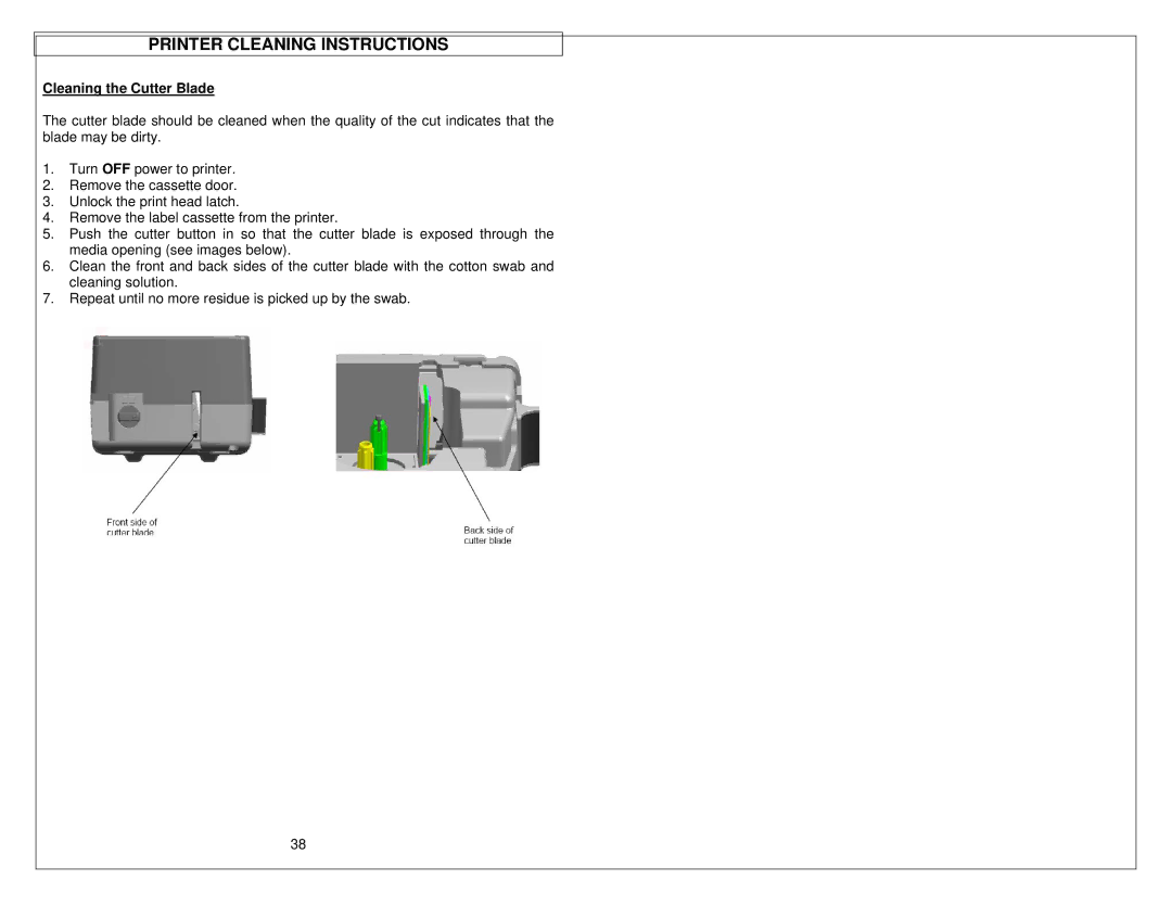 Panduit LS9 manual Cleaning the Cutter Blade 