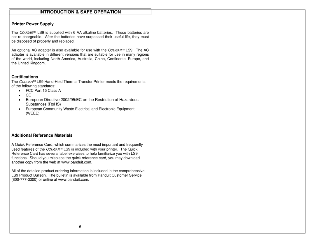 Panduit LS9 manual Additional Reference Materials 