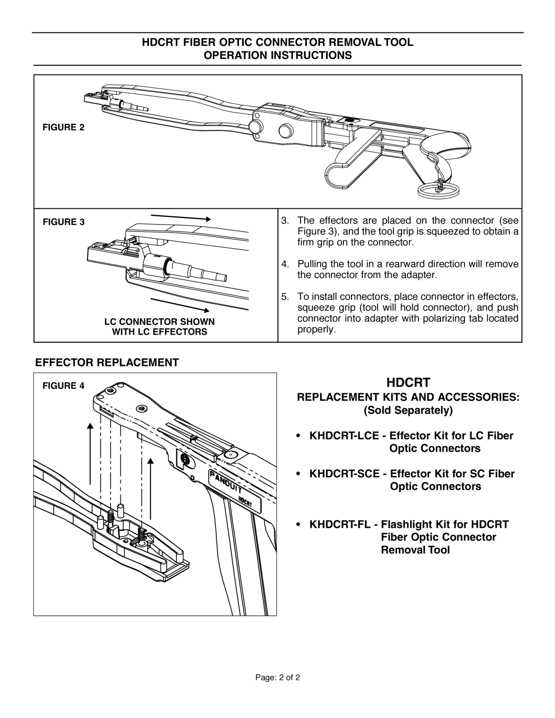 Panduit PA24849A01 manual Hdcrt, Effector Replacement, Replacement Kits and Accessories 