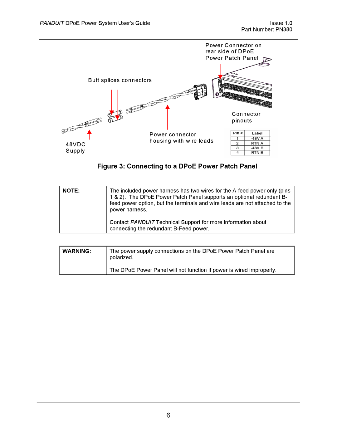 Panduit PN380 manual Connecting to a DPoE Power Patch Panel 