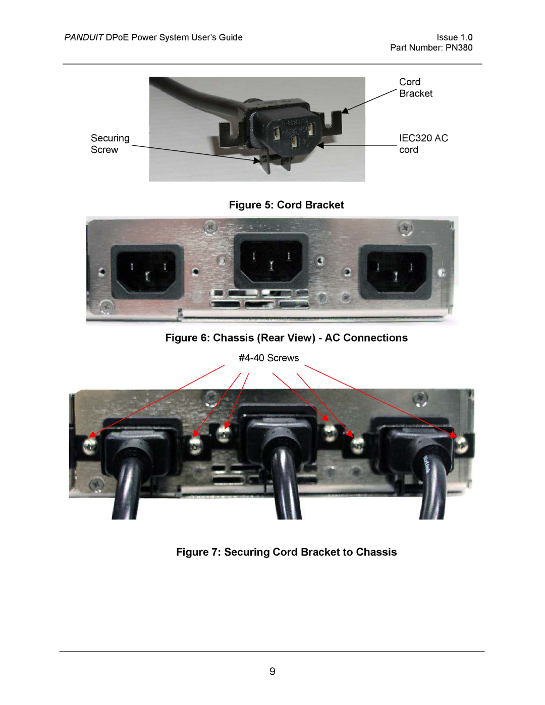 Panduit PN380 manual Cord Bracket 